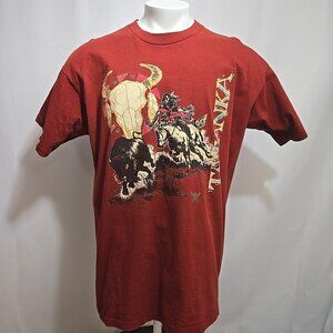 VTG TATANKA Single Stitch Tee Size XL Brick Red Native American Buffalo Skull